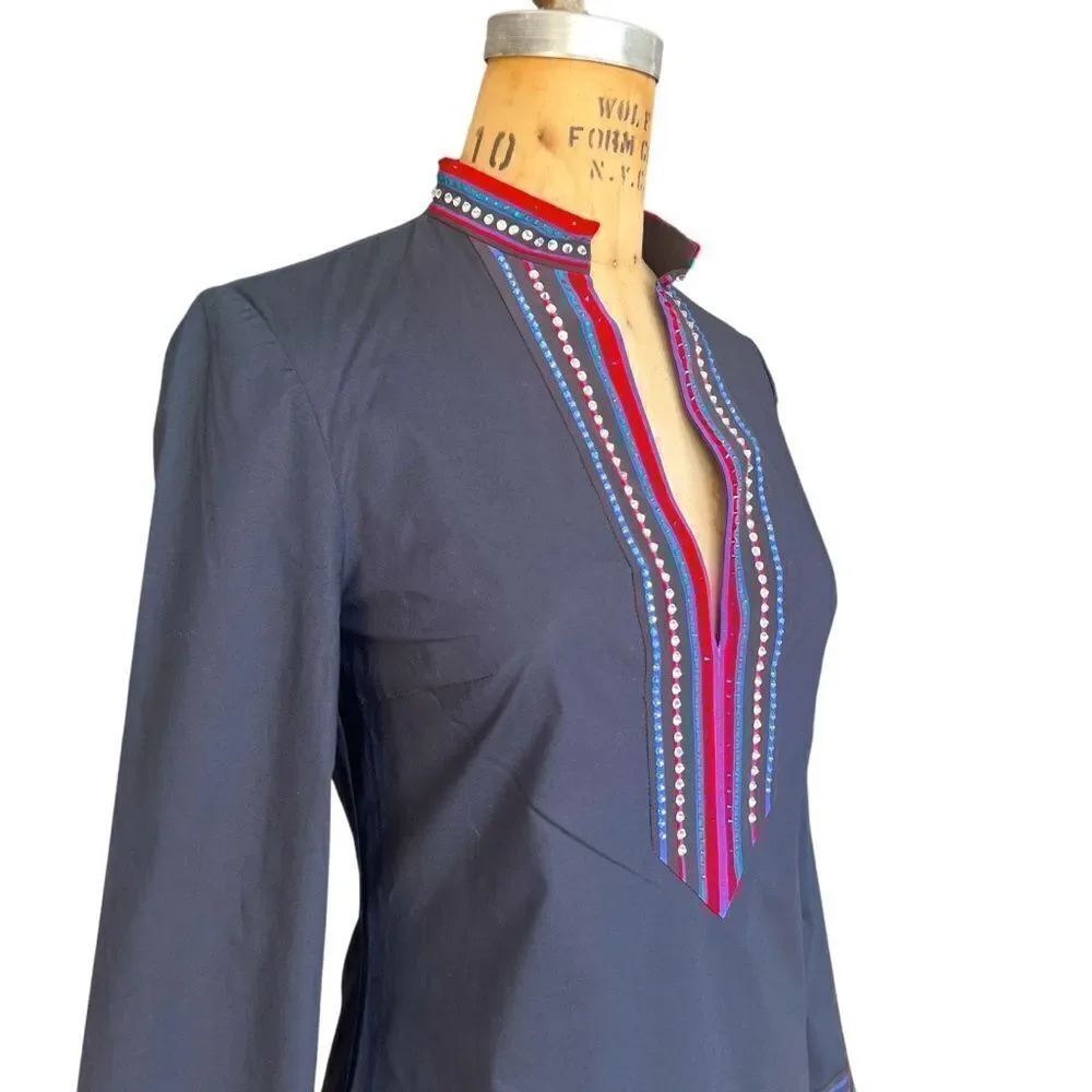 TORY BURCH Navy Blue Embellished Tunic Size 0
